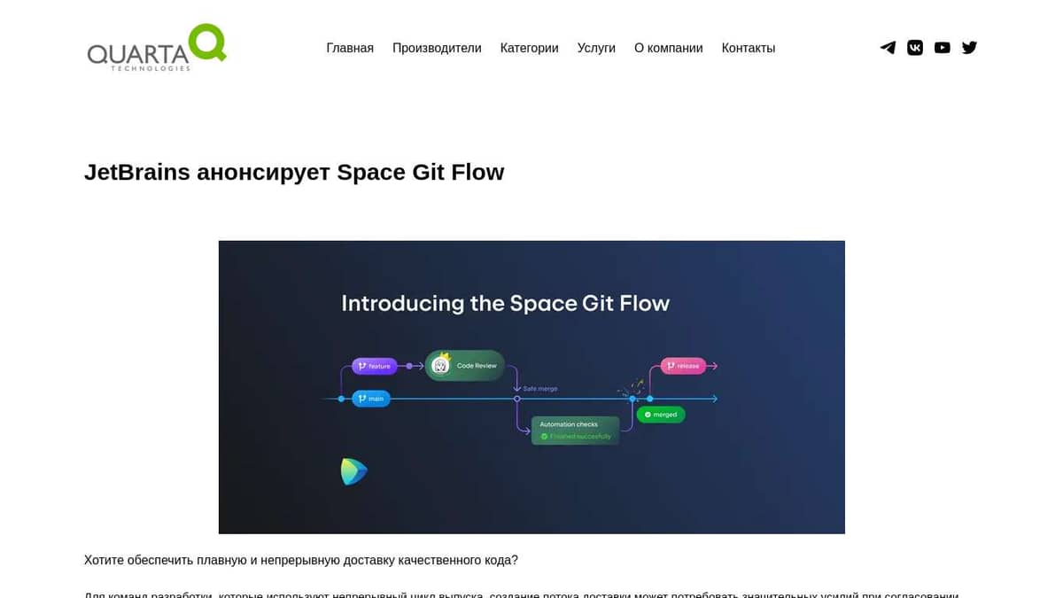 JetBrains анонсирует Space Git flow